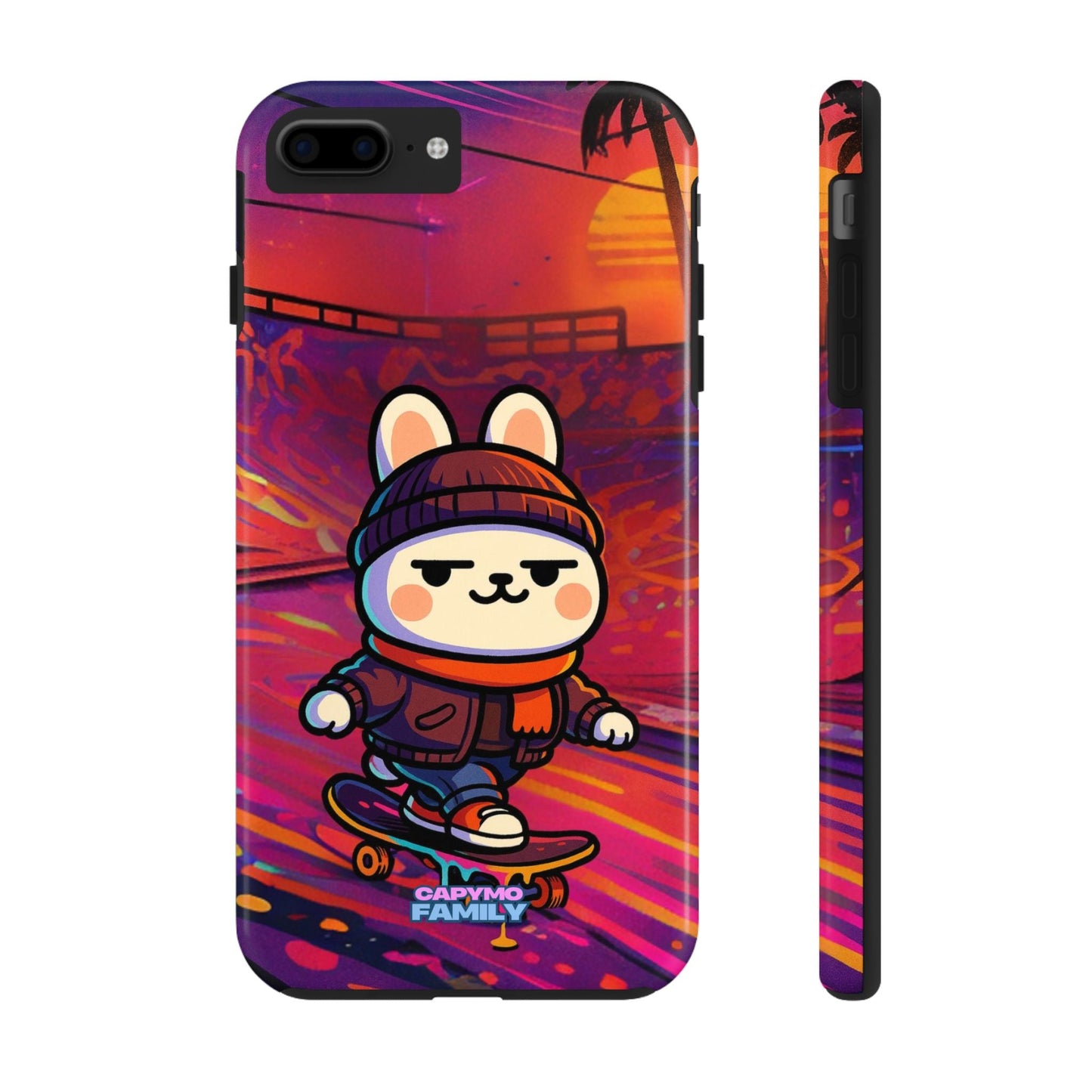 Capymo Family Sunset Skate Bunny Phone Case – Vibrant Skatepark Bunny "Toto" Phone Case - Capymo Family