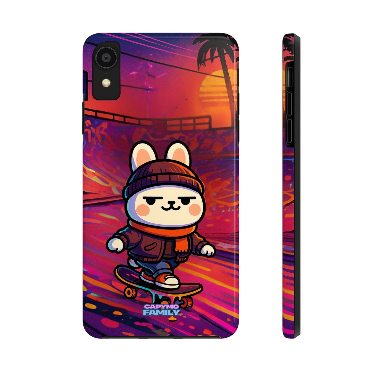 Capymo Family Sunset Skate Bunny Phone Case – Vibrant Skatepark Bunny "Toto" Phone Case - Capymo Family