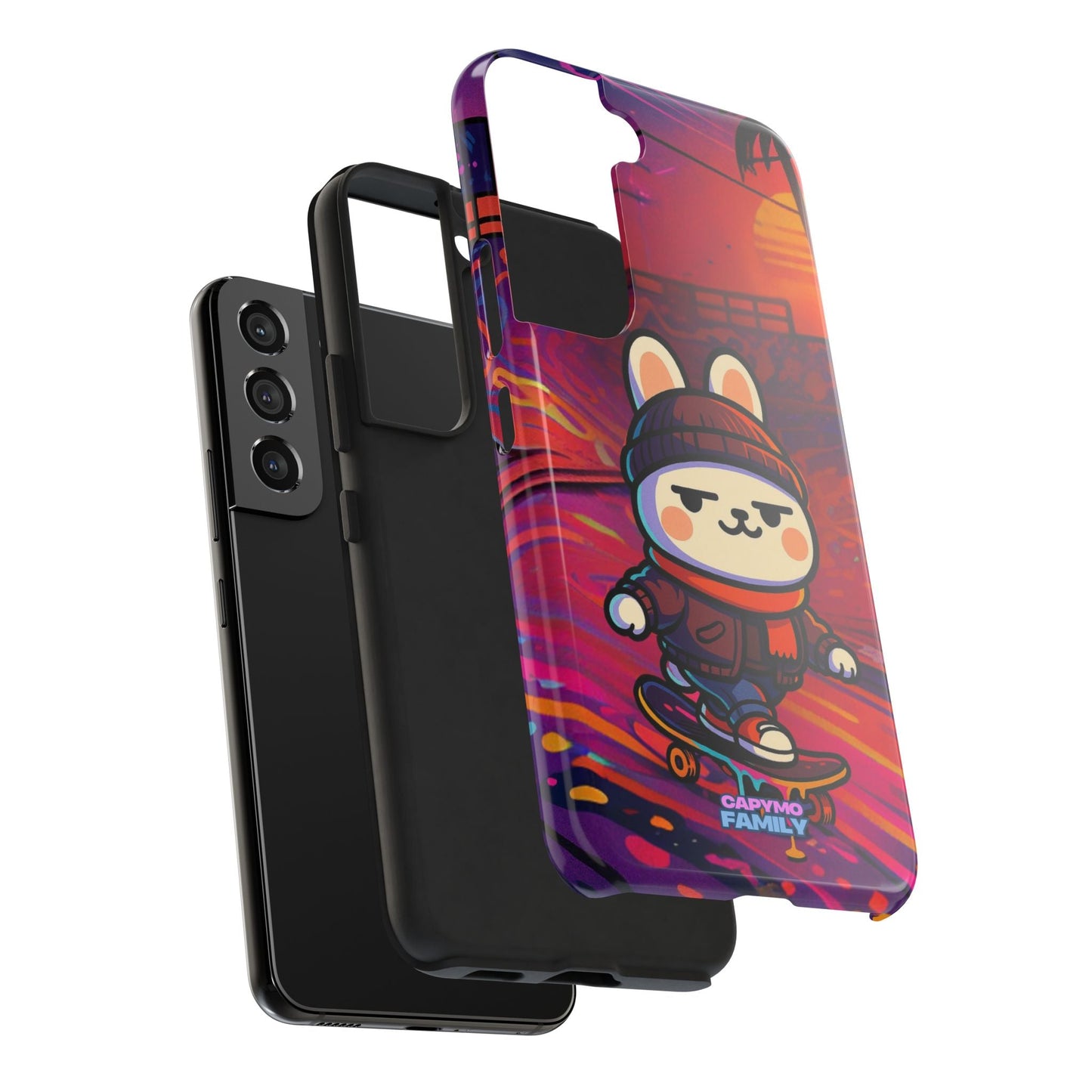 Capymo Family Sunset Skate Bunny Phone Case – Vibrant Skatepark Bunny "Toto" Phone Case - Capymo Family