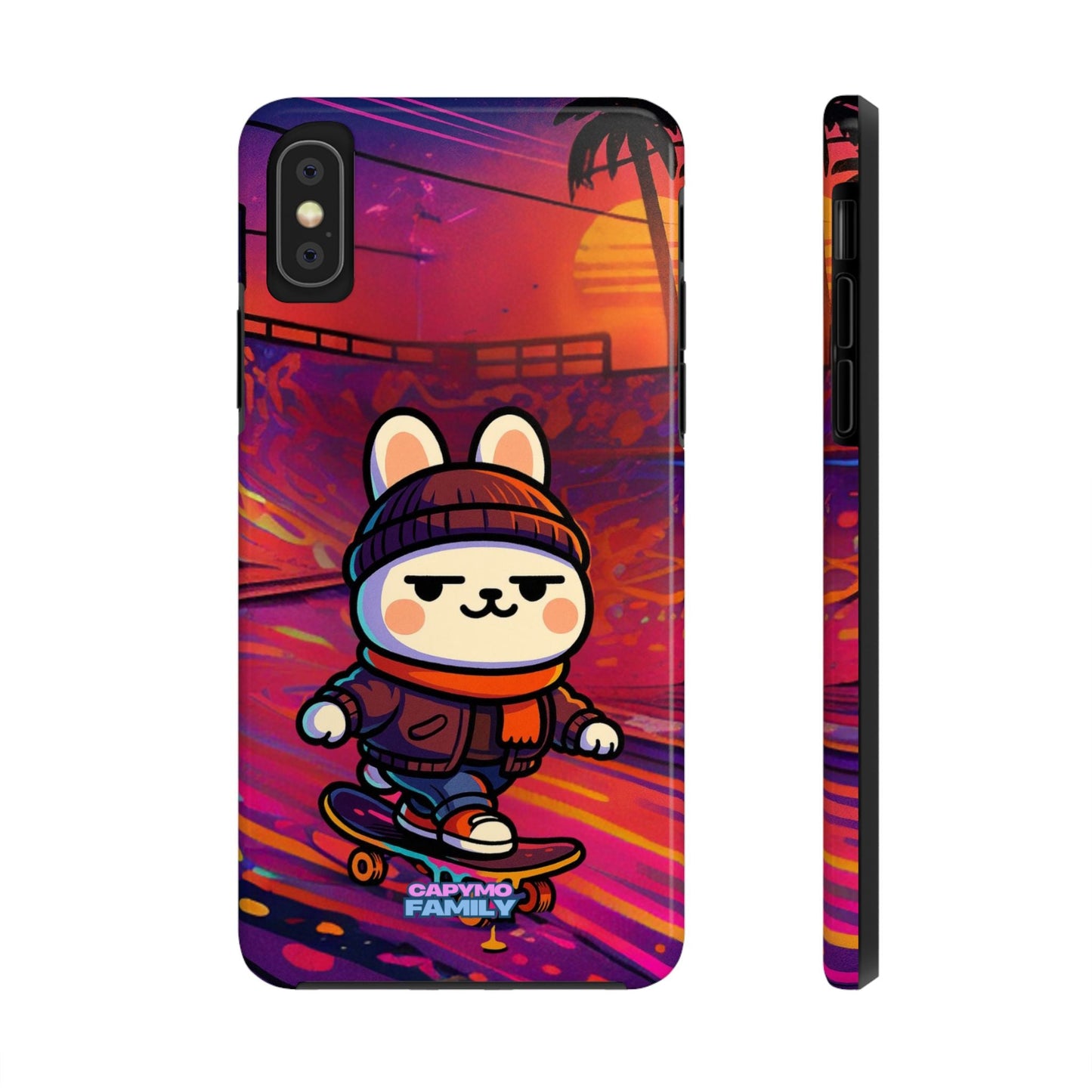 Capymo Family Sunset Skate Bunny Phone Case – Vibrant Skatepark Bunny "Toto" Phone Case - Capymo Family