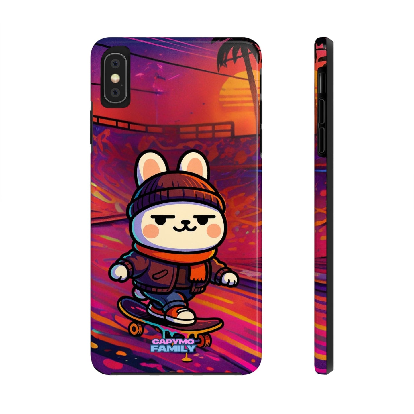 Capymo Family Sunset Skate Bunny Phone Case – Vibrant Skatepark Bunny "Toto" Phone Case - Capymo Family