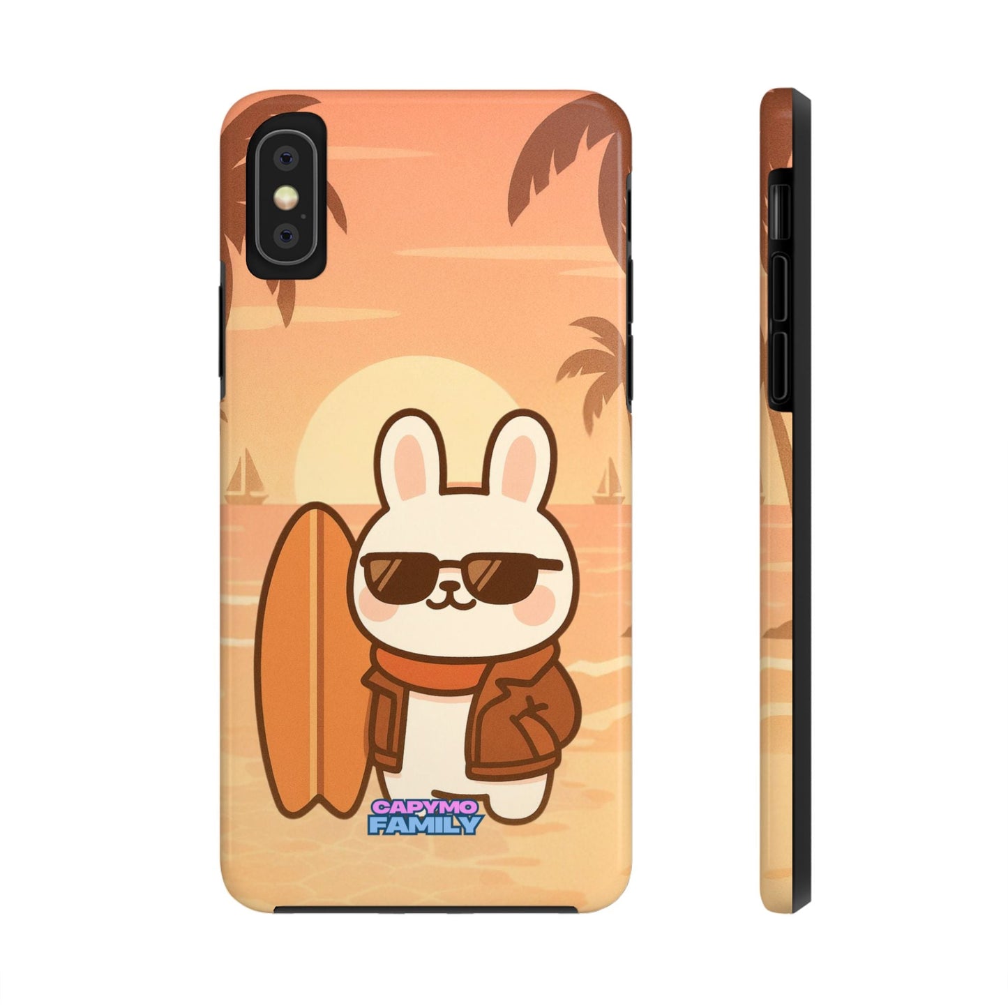 Capymo Family Sunset Surf Bunny Phone Case – Tropical Beach Skateboard Bunny "Toto" Phone Case - Capymo Family
