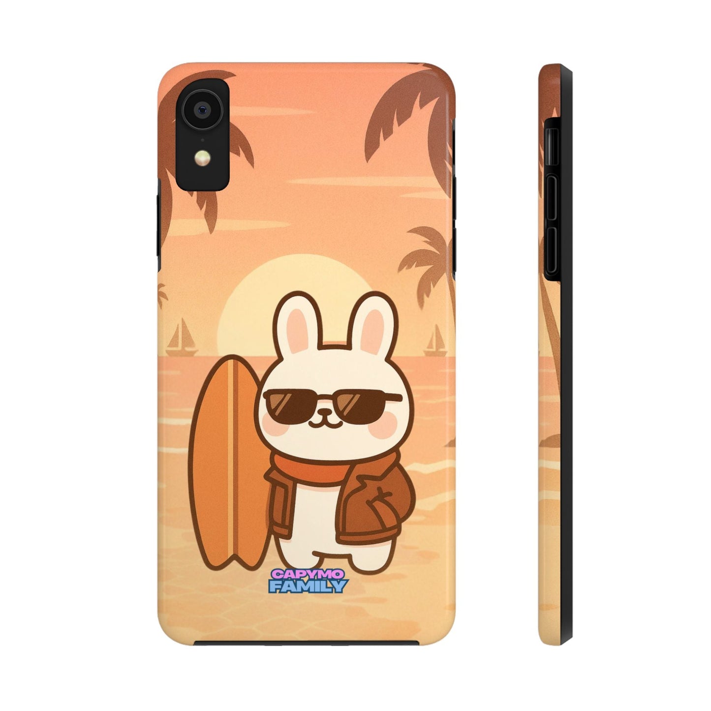 Capymo Family Sunset Surf Bunny Phone Case – Tropical Beach Skateboard Bunny "Toto" Phone Case - Capymo Family
