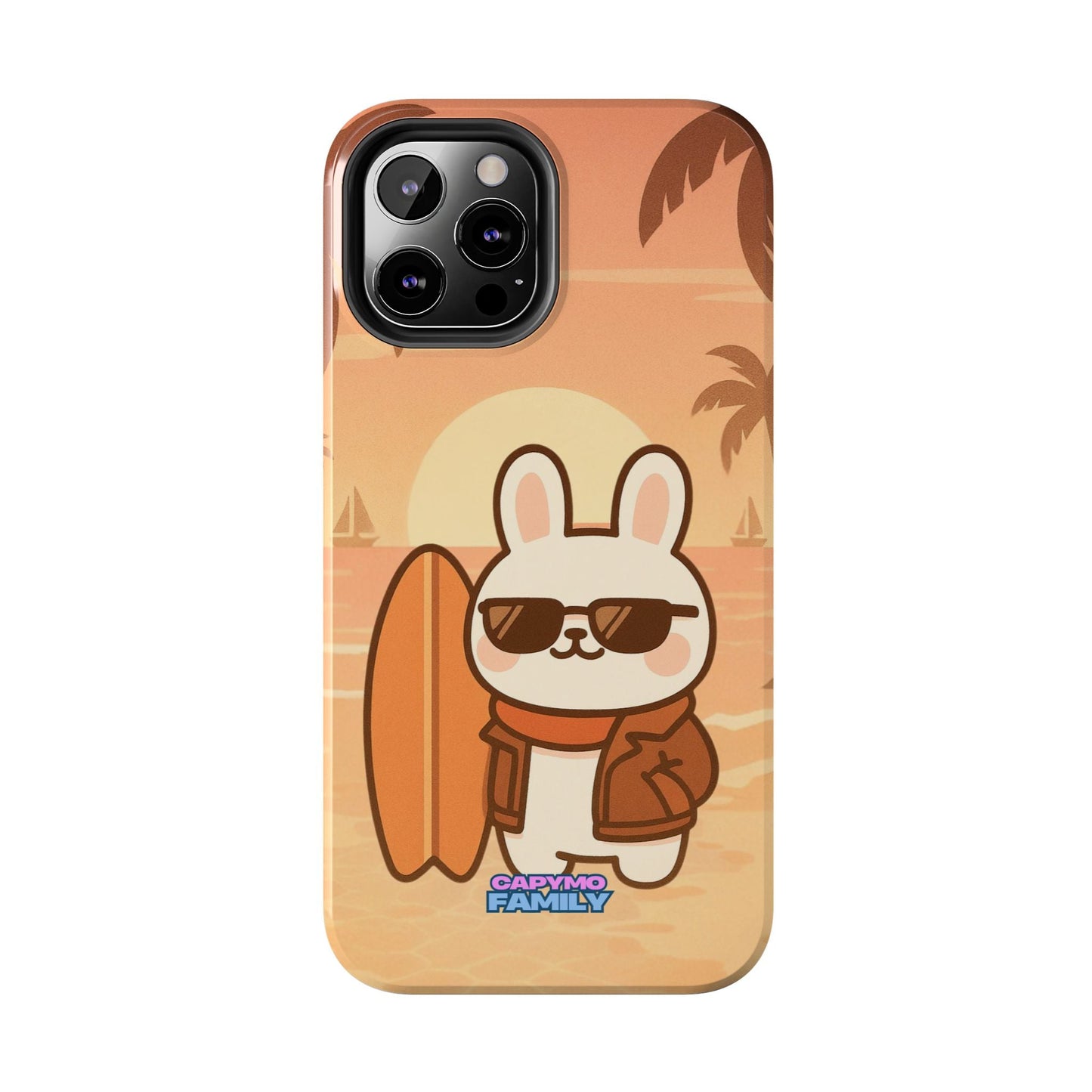 Capymo Family Sunset Surf Bunny Phone Case – Tropical Beach Skateboard Bunny "Toto" Phone Case - Capymo Family