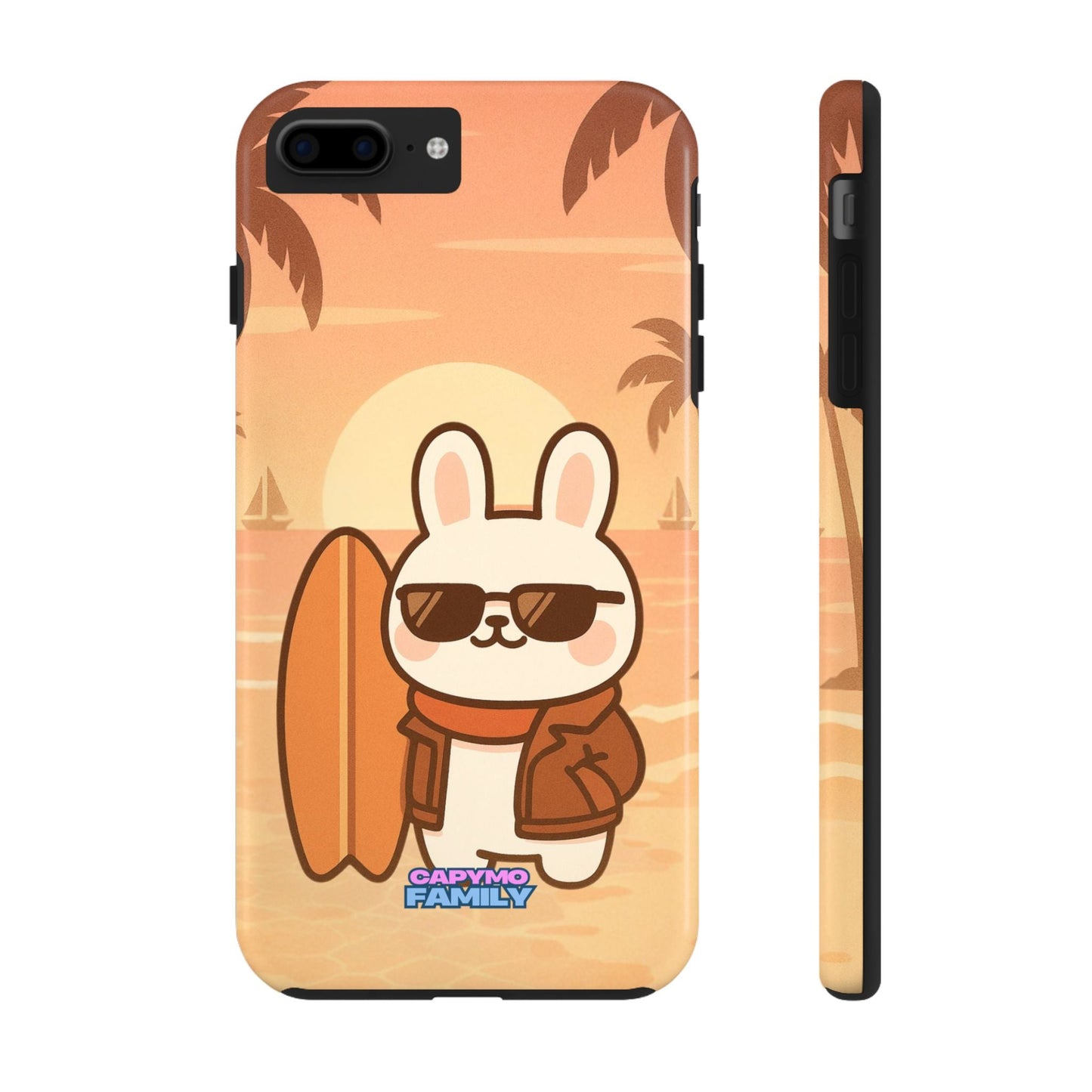 Capymo Family Sunset Surf Bunny Phone Case – Tropical Beach Skateboard Bunny "Toto" Phone Case - Capymo Family