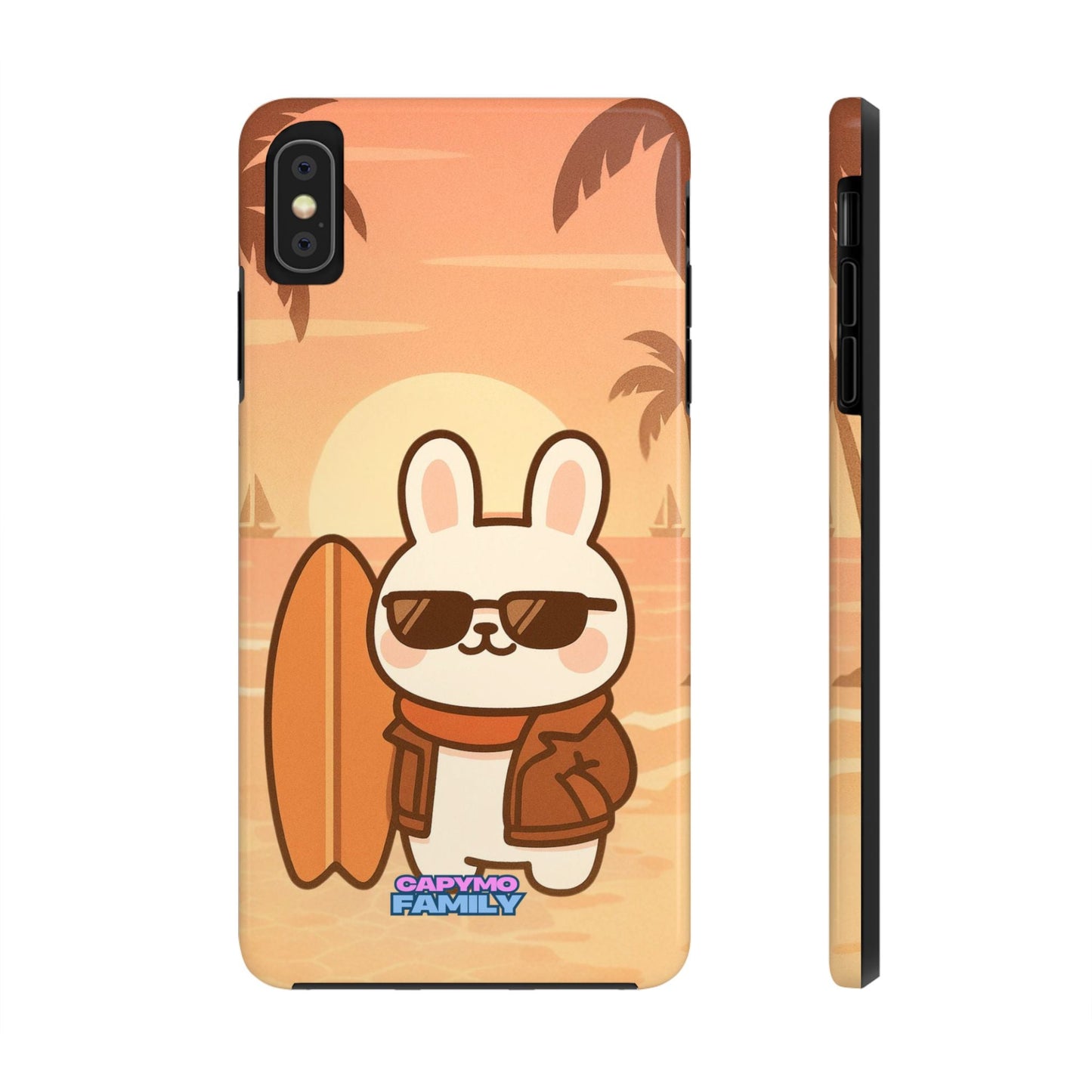 Capymo Family Sunset Surf Bunny Phone Case – Tropical Beach Skateboard Bunny "Toto" Phone Case - Capymo Family