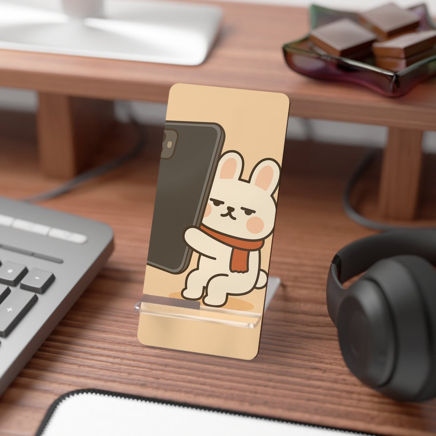 Cute Bunny Mobile Stand, Adorable Phone Holder, Desk Decor, Gift for Kids and Teens, Home Office Accessory, Easter Gift Idea - Capymo Family