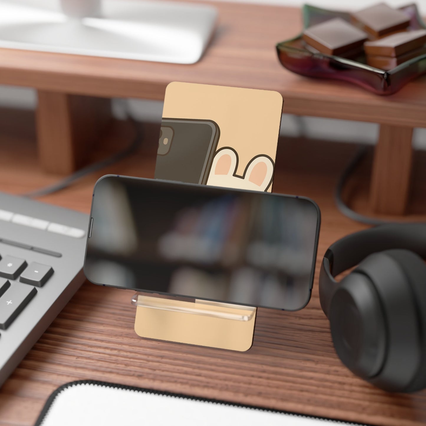 Cute Bunny Mobile Stand, Adorable Phone Holder, Desk Decor, Gift for Kids and Teens, Home Office Accessory, Easter Gift Idea - Capymo Family
