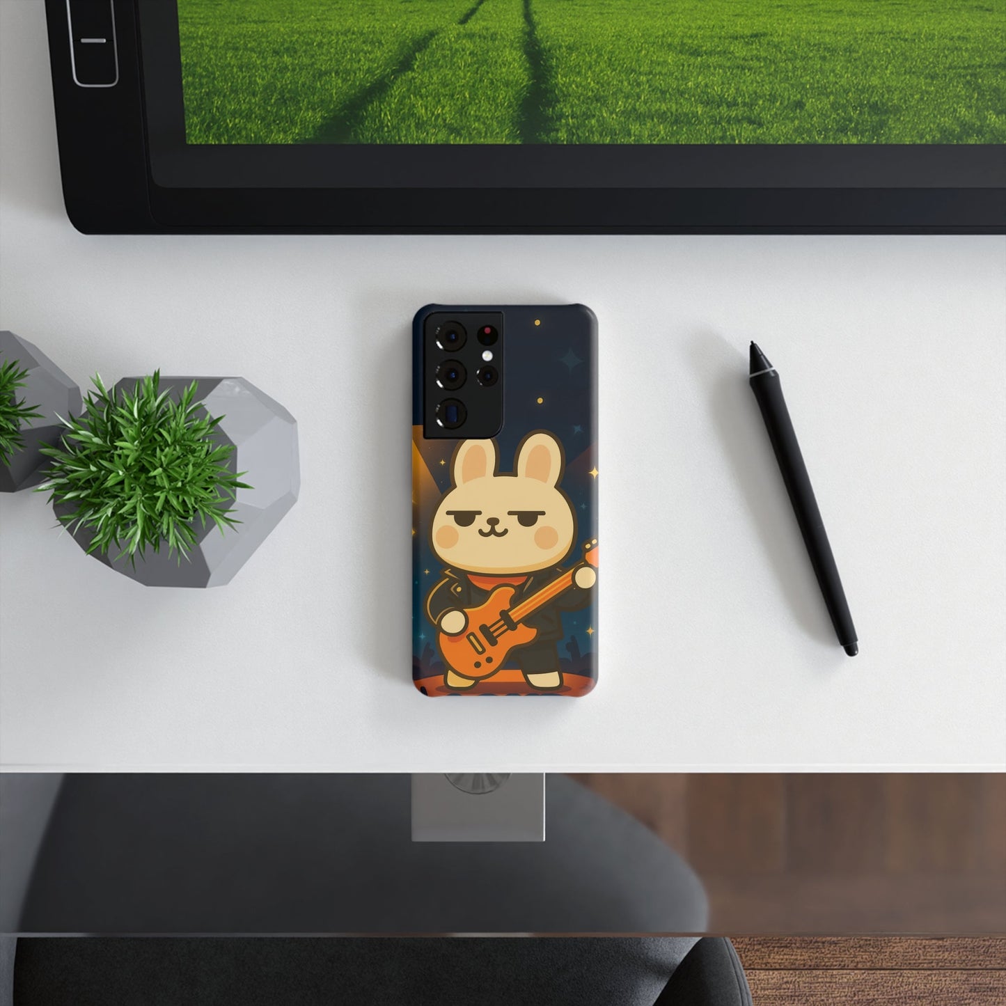 Guitar Bunny Slim Snap Case | Cute Phone Cover, Animal Lover Gift, Music Enthusiast Accessory, Cartoon Art, Fun Tech Decor - Capymo Family