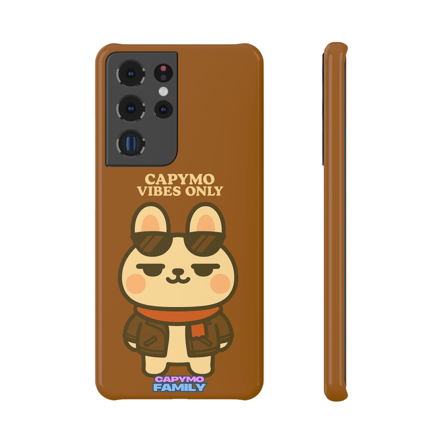 Slim Snap Case, Capymo Family Bunny Phone Cover, Cute Capymo VIBES ONLY Design, Cool Attitude Trendy Phone Case, Bomber Jacket Red Scarf - Capymo Family