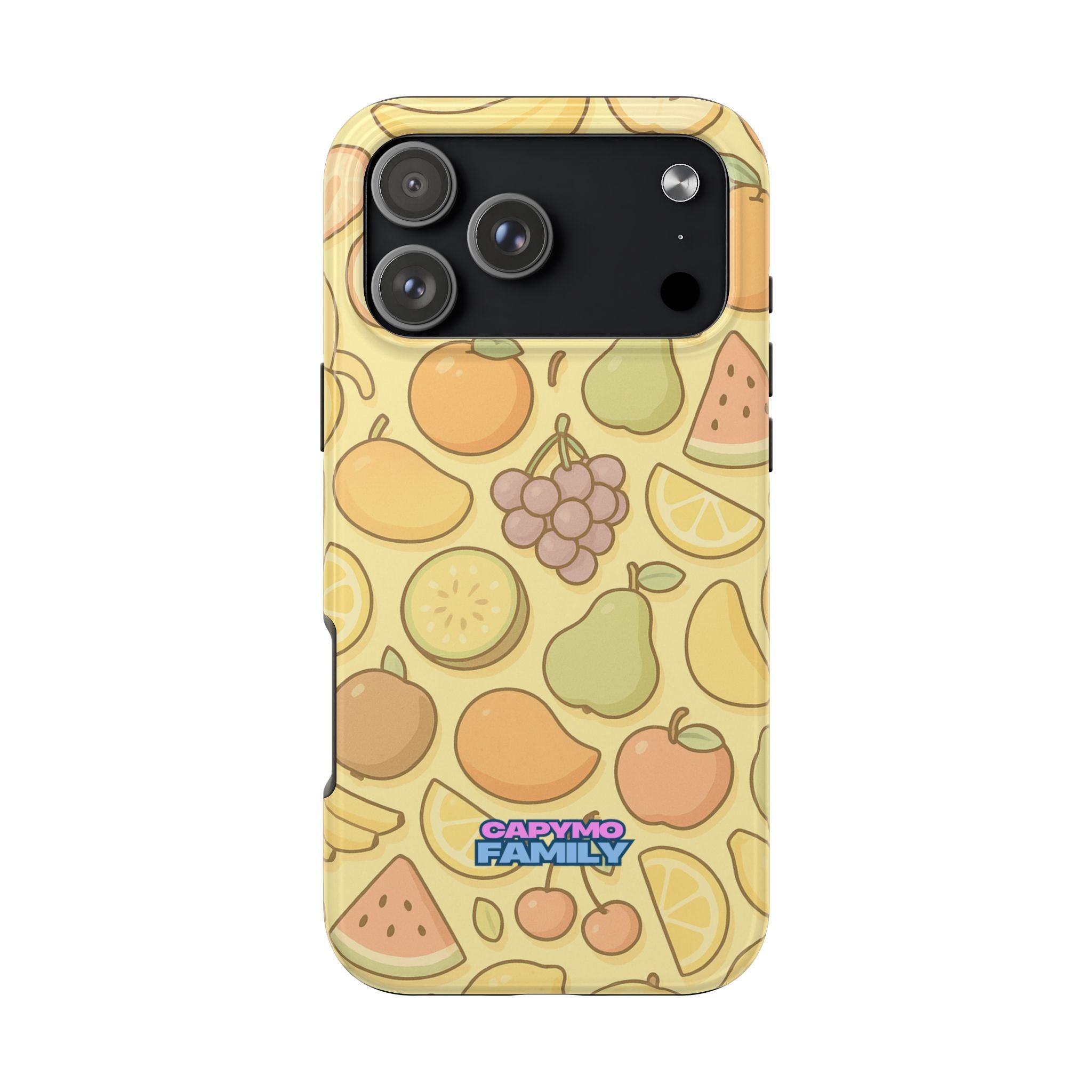 Capymo Family Kawaii Fruit Phone Case – Cute Aesthetic iPhone Cover with Citrus & Summer Vibes