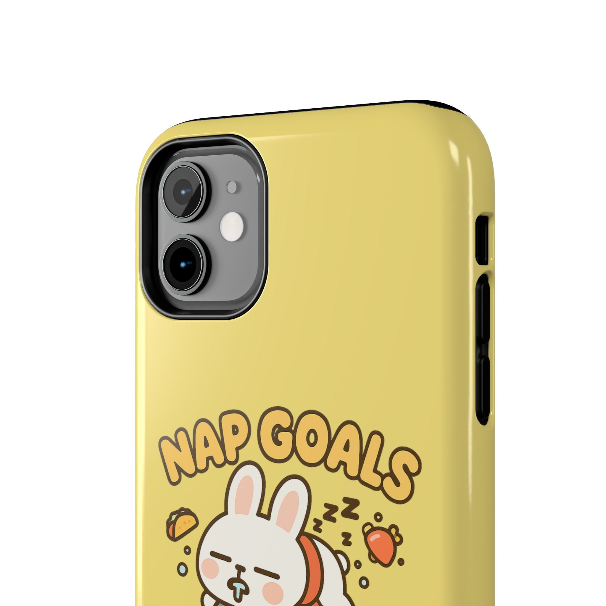 Capymo Family “Nap Goals” Phone Case – Cute Bunny Toto Sleeping on Alarm Clock Cover