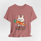 capymo Family Cute Carrot Break Bunny Tee - Unisex Jersey Short Sleeve Tee, Funny Animal Shirt, Spring Gift, Cute Graphic Tee, Gift for Bunny Lovers