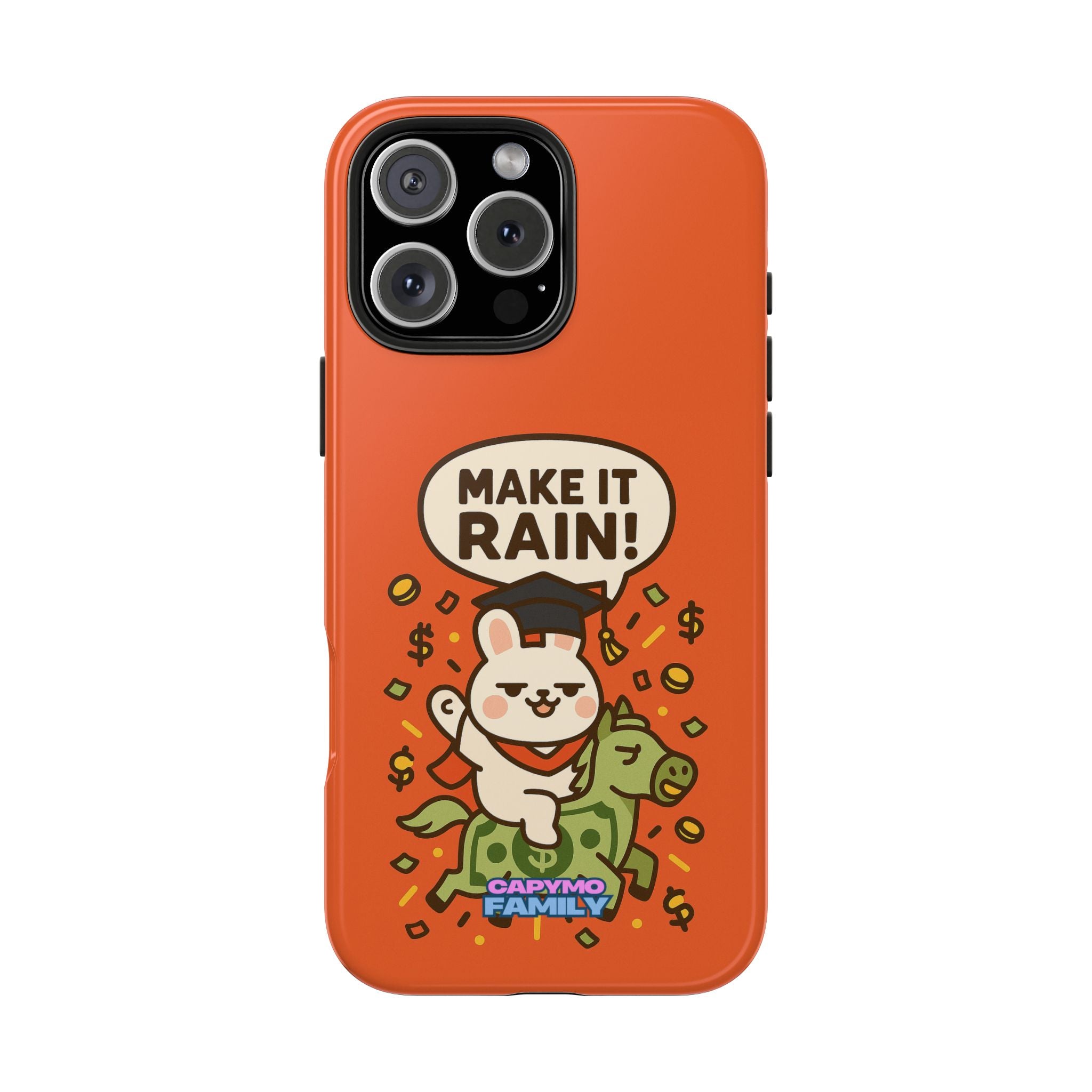 Capymo Family Playful Cute Cartoon Bunny Tough Phone Case –"Make It Rain" Bunny "Toto" Phone Case