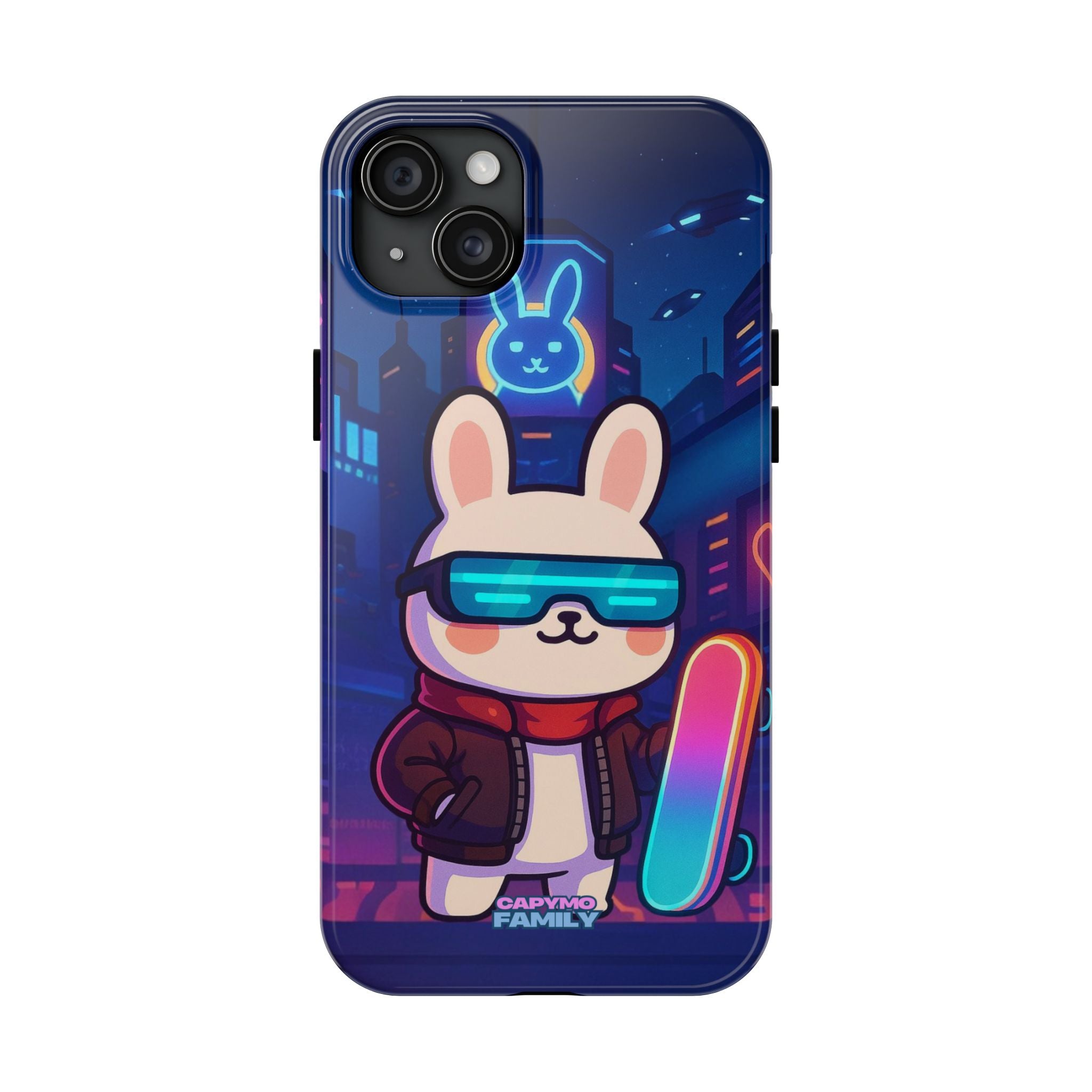 Capymo Family Cute Cartoon Bunny Tough Phone Case –Cyberpunk Bunny "Toto" Phone Case