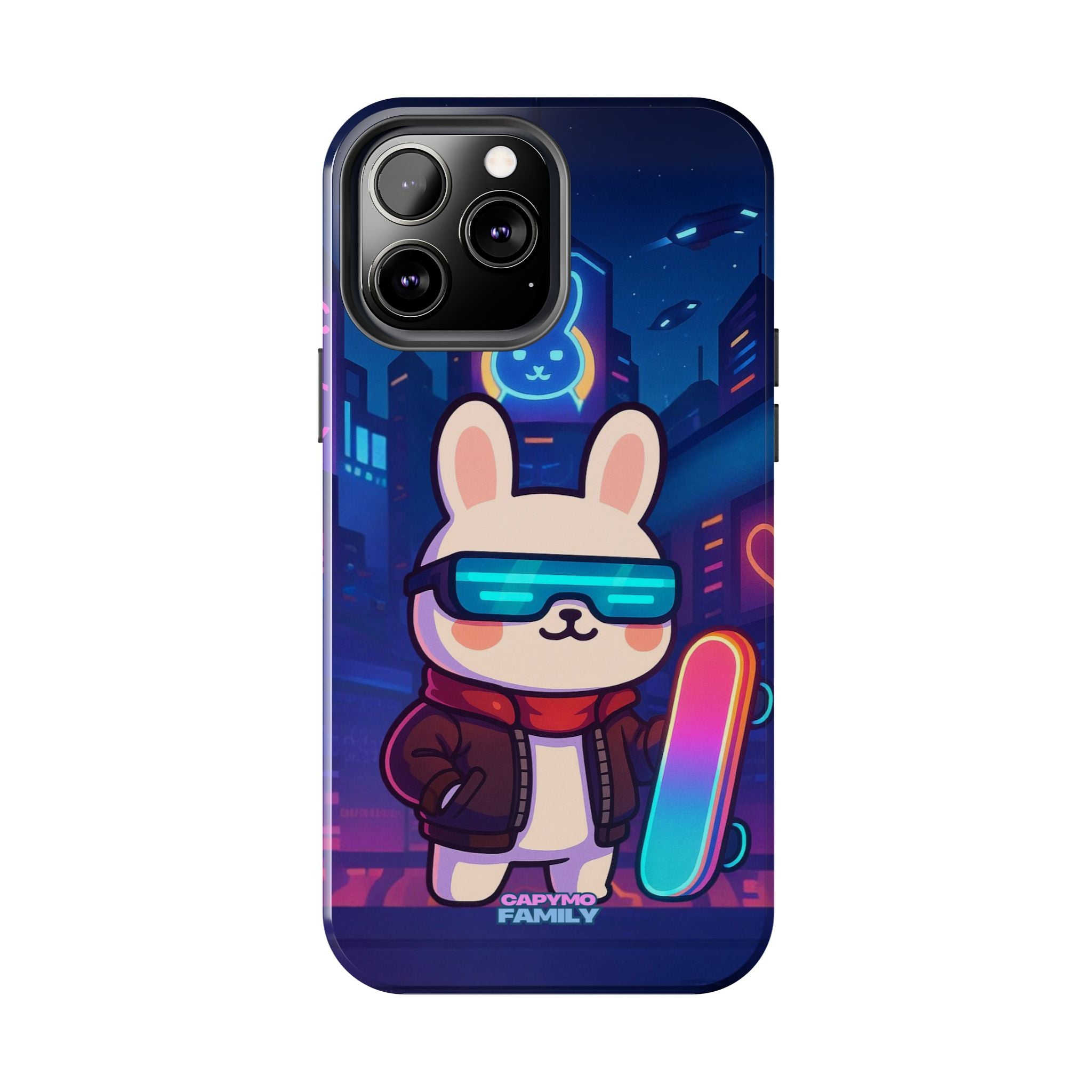 Capymo Family Cute Cartoon Bunny Tough Phone Case –Cyberpunk Bunny "Toto" Phone Case