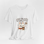 Capymo Family Kawaii Bunny Soft Cotton T-Shirt – "No Talkie Before Coffee" "Toto" The Bunny Cute Tee (Unisex)