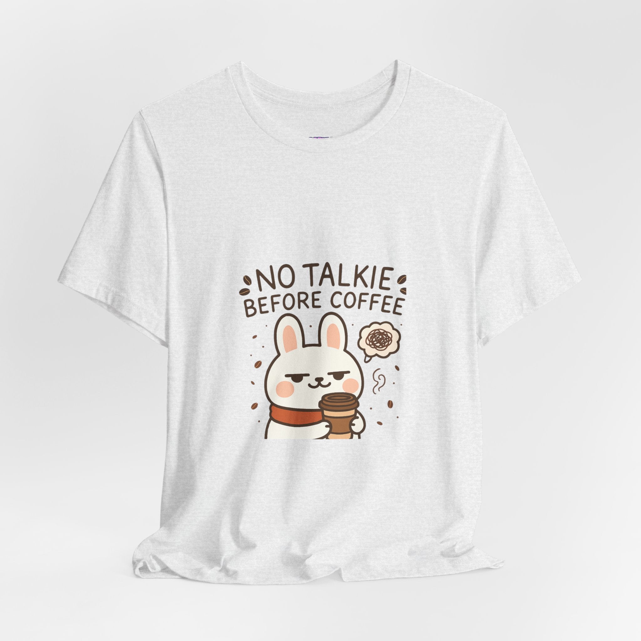 Capymo Family Kawaii Bunny Soft Cotton T-Shirt – "No Talkie Before Coffee" "Toto" The Bunny Cute Tee (Unisex)
