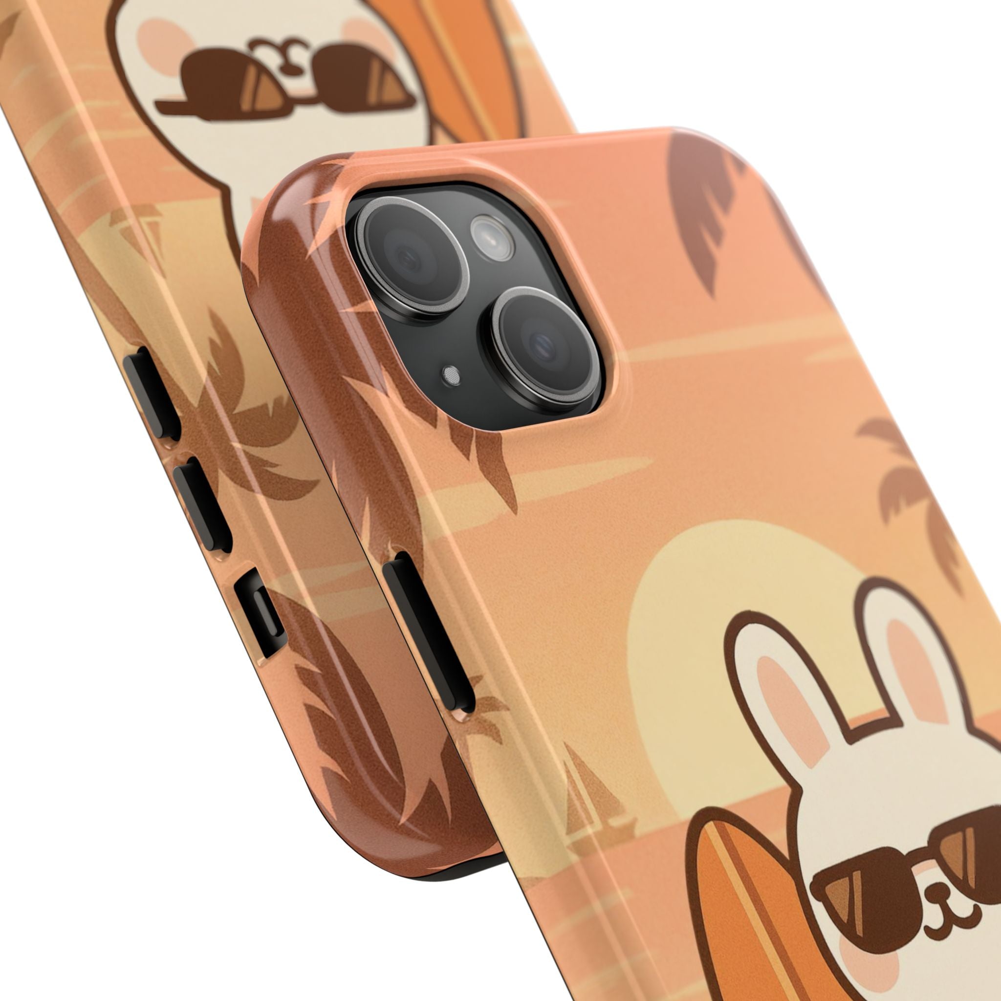 Capymo Family Sunset Surf Bunny Phone Case – Tropical Beach Skateboard Bunny "Toto" Phone Case