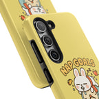 Capymo Family “Nap Goals” Phone Case – Cute Bunny Toto Sleeping on Alarm Clock Cover