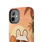Capymo Family Sunset Surf Bunny Phone Case – Tropical Beach Skateboard Bunny "Toto" Phone Case