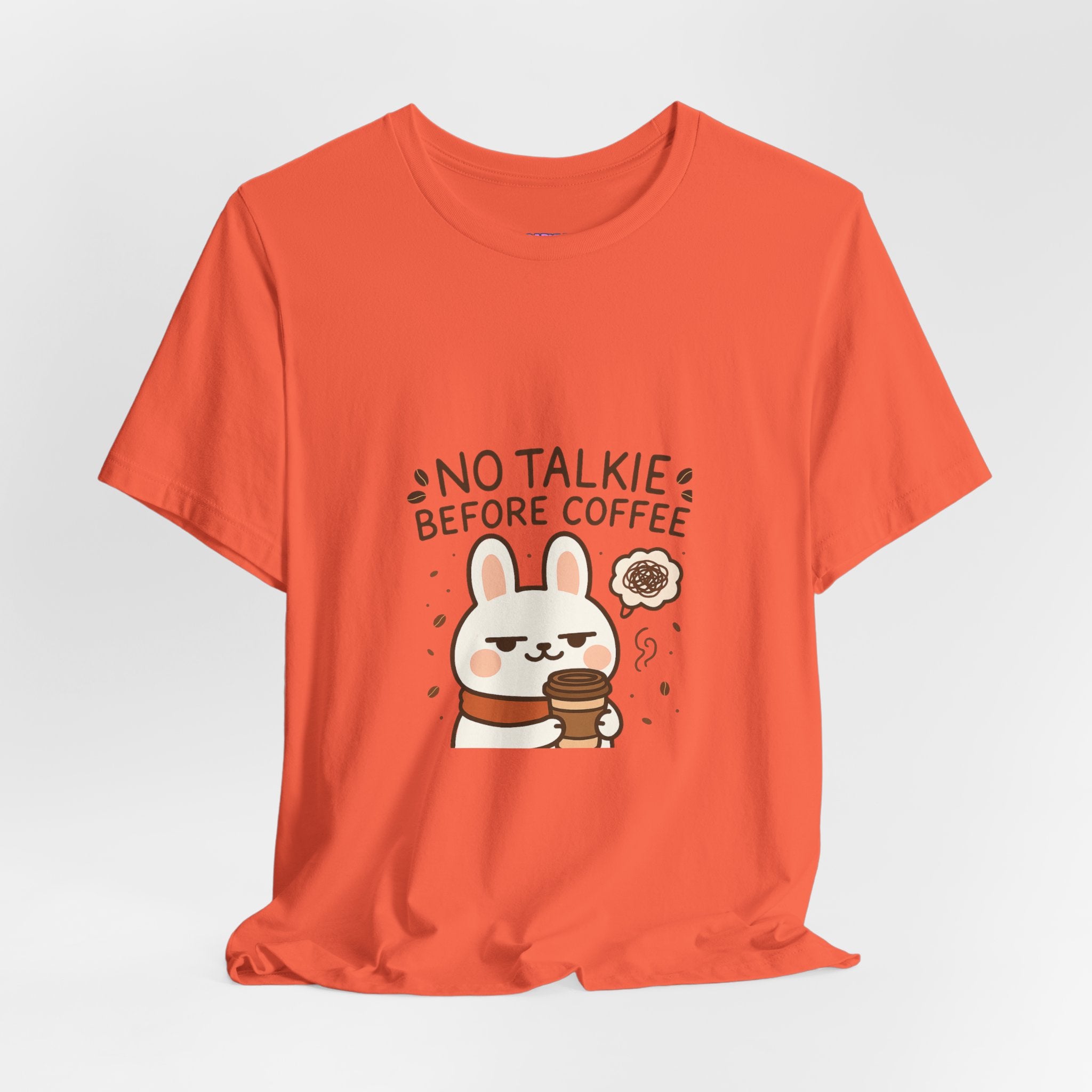 Capymo Family Kawaii Bunny Soft Cotton T-Shirt – "No Talkie Before Coffee" "Toto" The Bunny Cute Tee (Unisex)