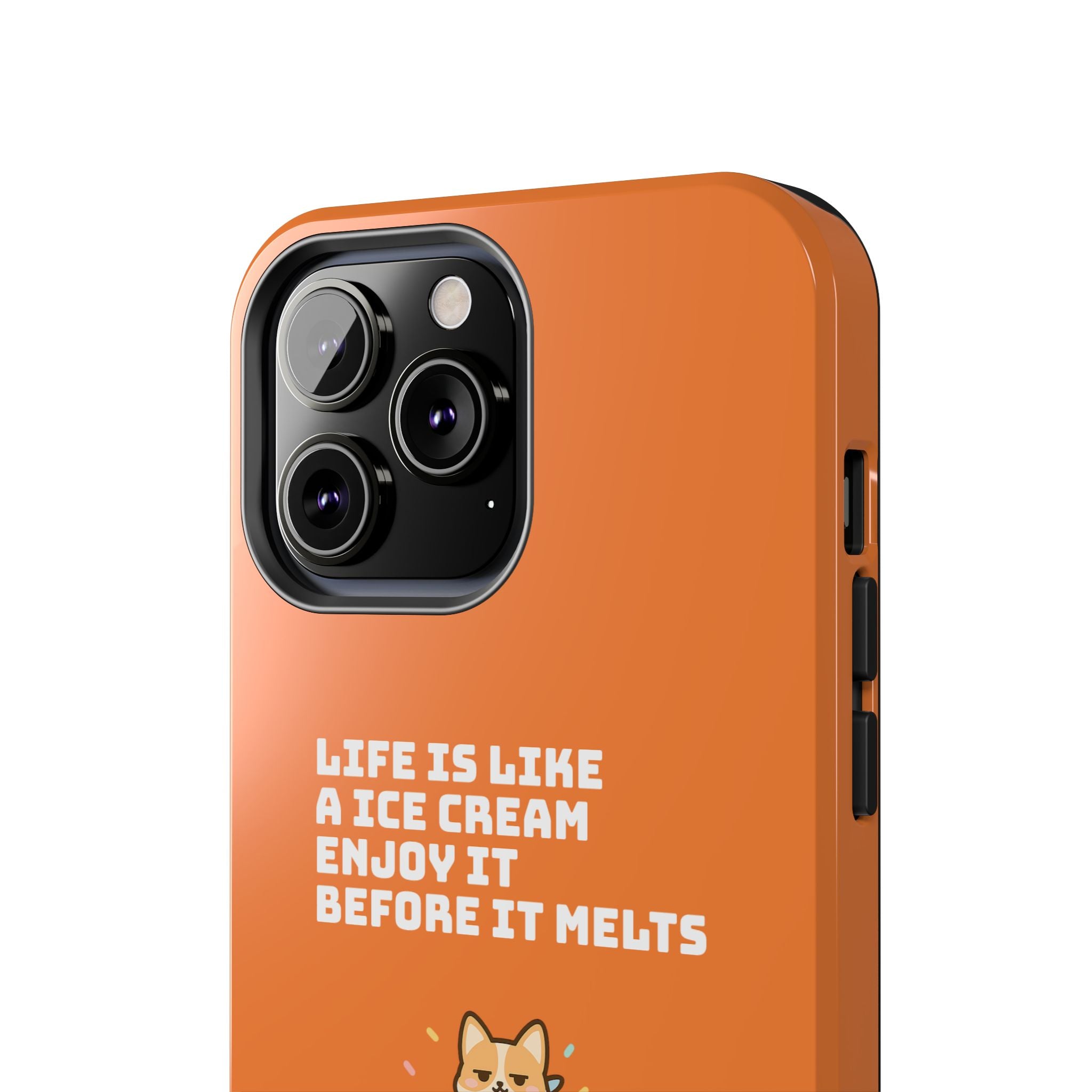 Capymo Family Ice Cream Cat Quote Phone Case – Cute Orange iPhone Cover with Motivational Saying
