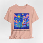 Capymo Family Starry Sky Night Vibrant Bunny Graphic Tee, Fun and Whimsical Short Sleeve Shirt, Perfect for Family Gatherings, Easter, or Everyday Wear