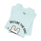 Capymo Family Kawaii Bunny Soft Cotton T-Shirt – "Secure the Bag" "Toto" The Bunny Cute Tee (Unisex)