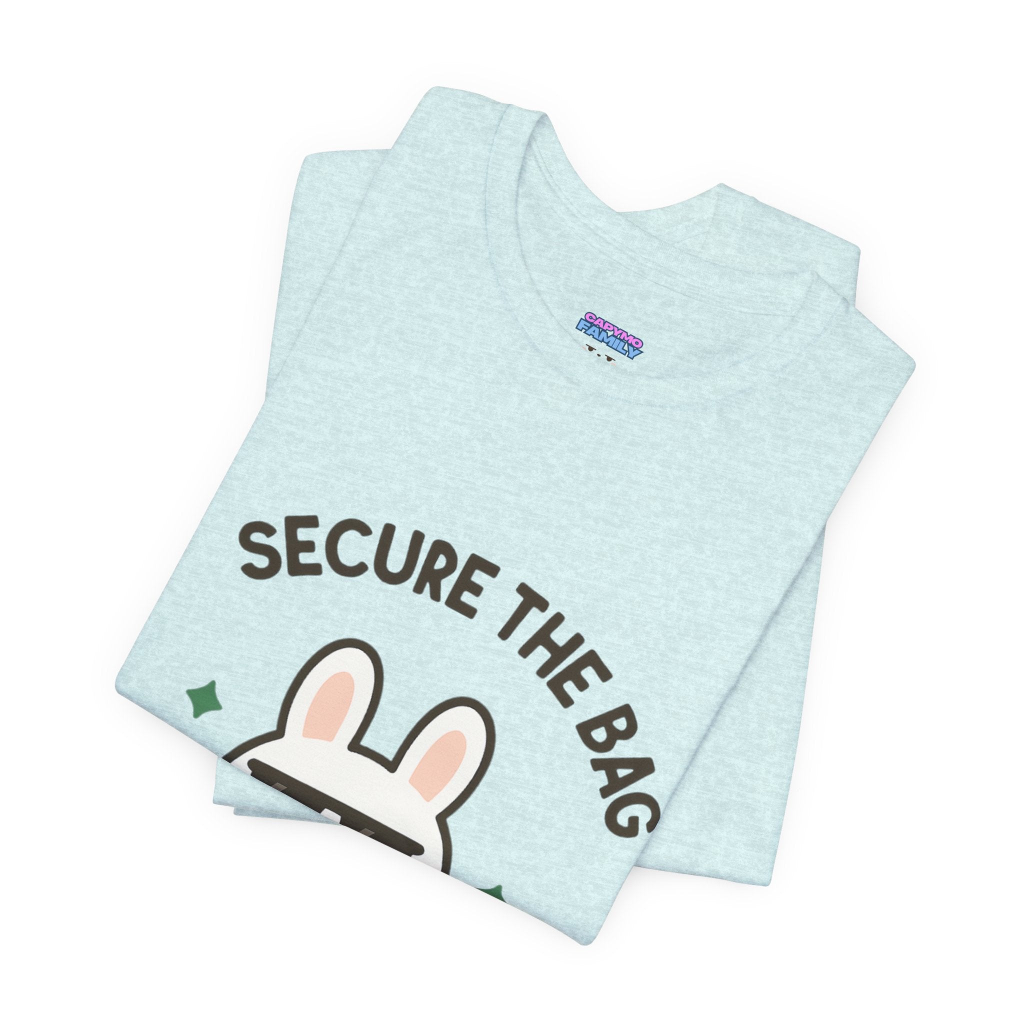 Capymo Family Kawaii Bunny Soft Cotton T-Shirt – "Secure the Bag" "Toto" The Bunny Cute Tee (Unisex)