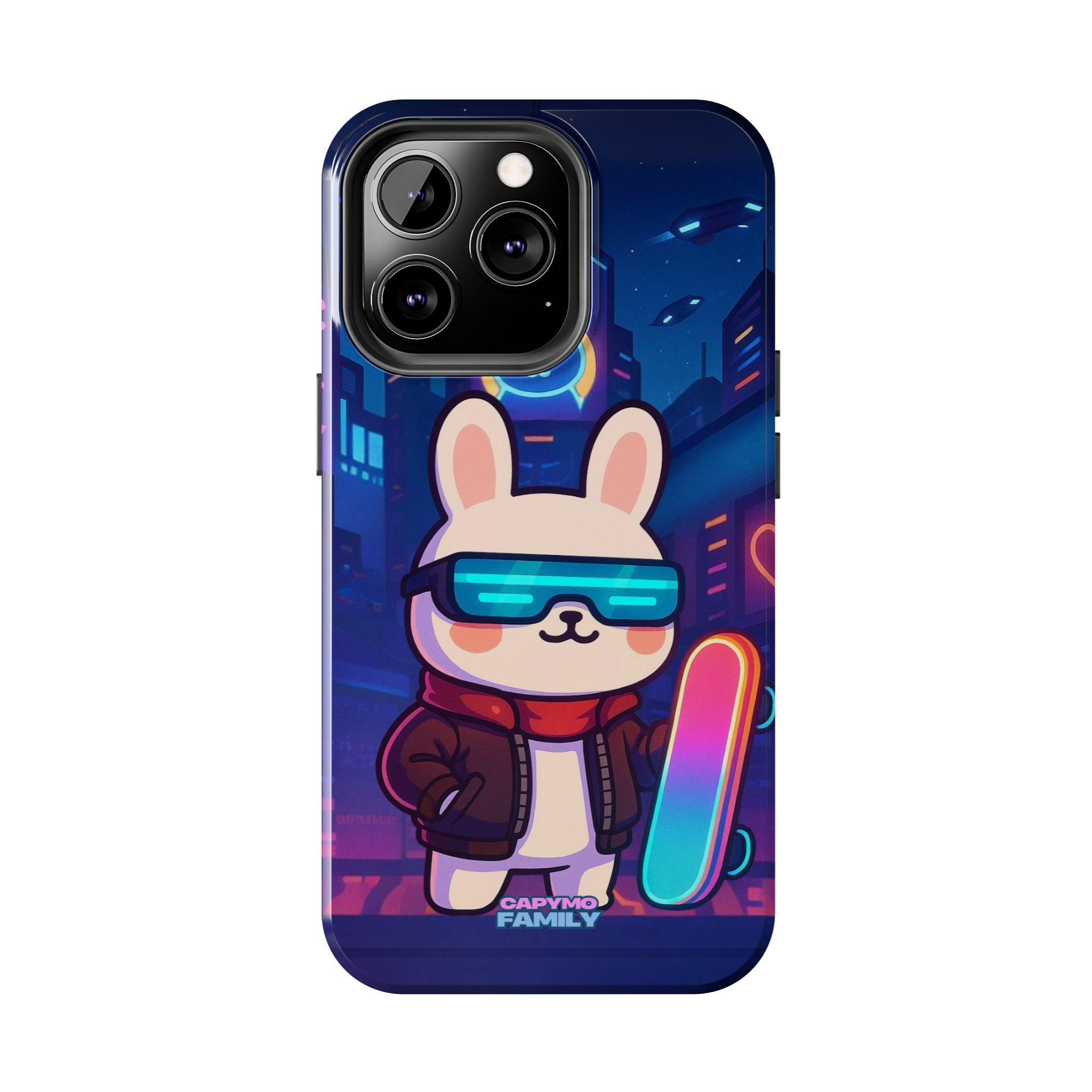 Capymo Family Cute Cartoon Bunny Tough Phone Case –Cyberpunk Bunny "Toto" Phone Case