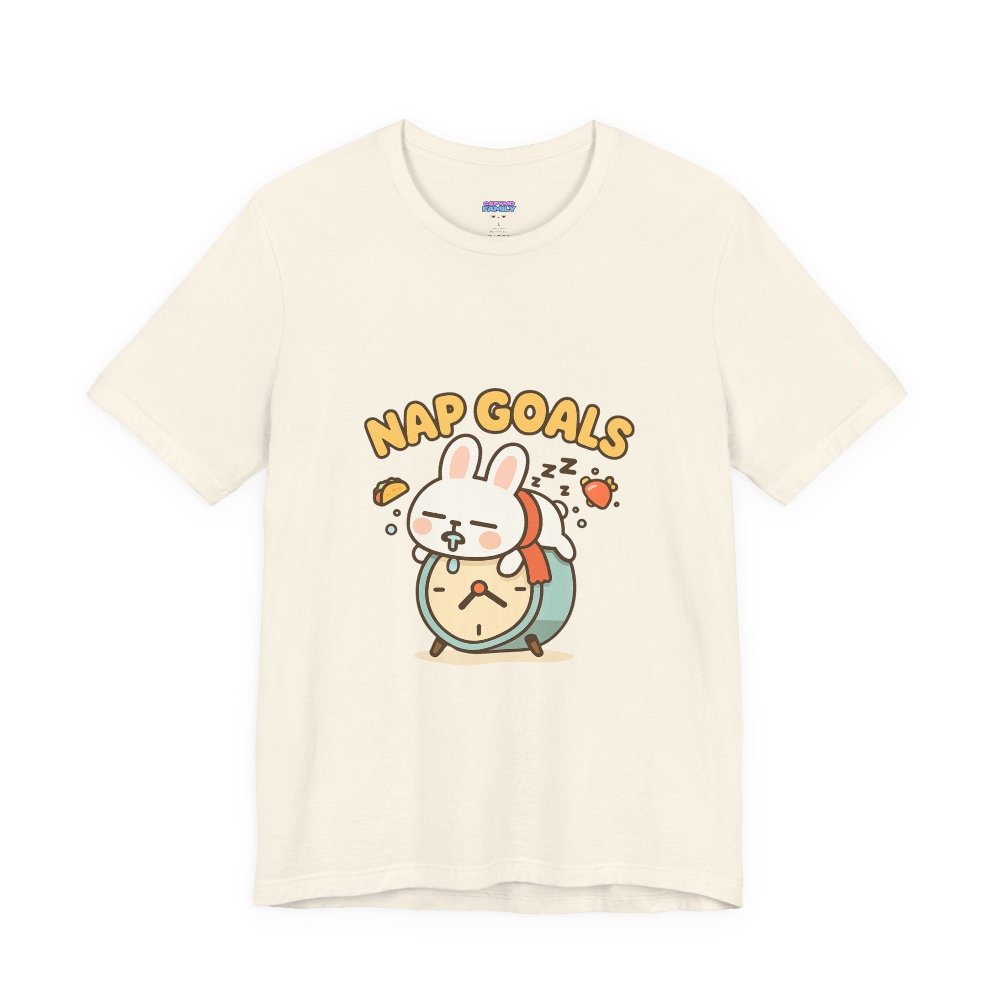 Capymo Family Kawaii Bunny Soft Cotton T-Shirt – "Nap Goals" "Toto" The Bunny Cute Tee (Unisex)