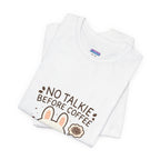 Capymo Family Kawaii Bunny Soft Cotton T-Shirt – "No Talkie Before Coffee" "Toto" The Bunny Cute Tee (Unisex)