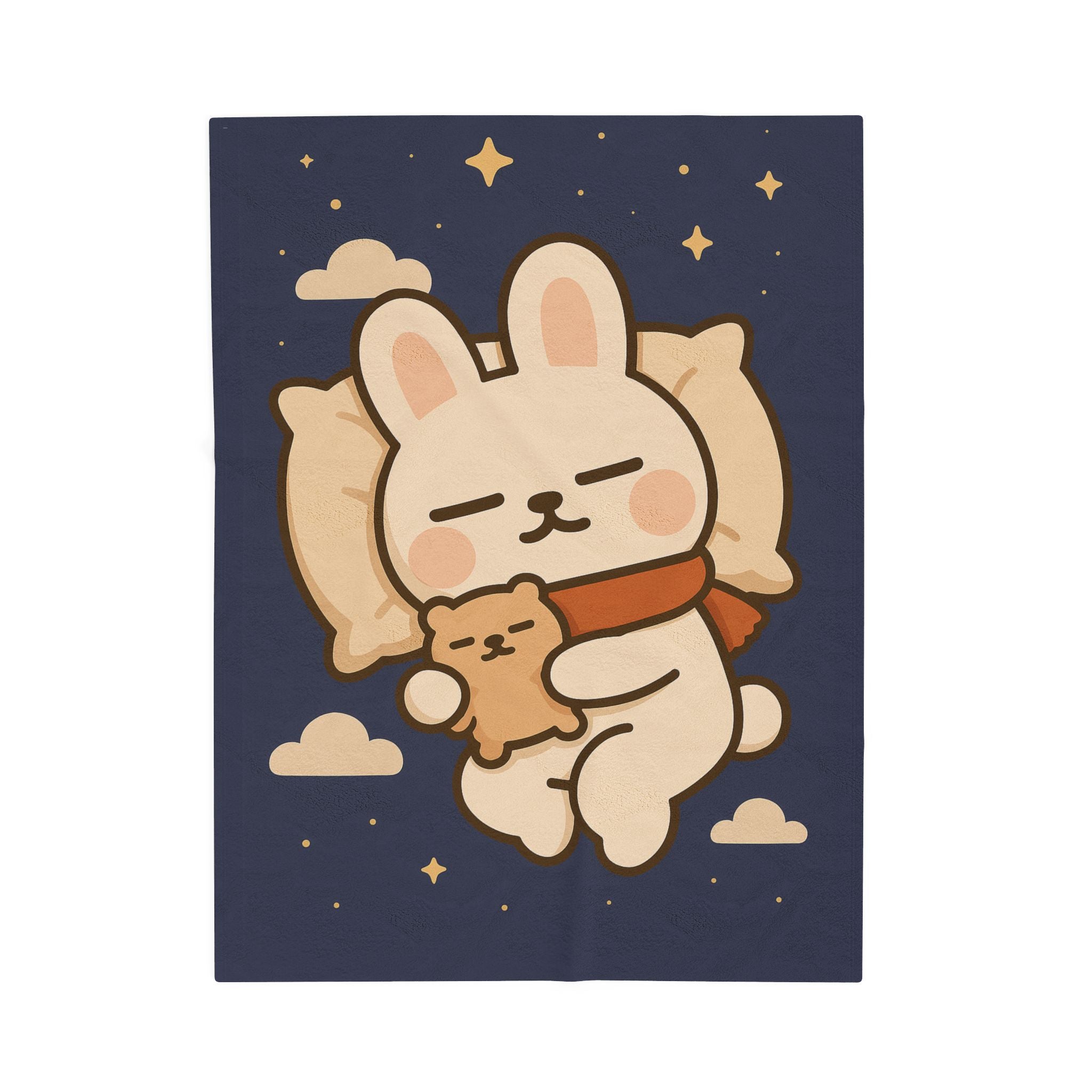 Velveteen Plush Blanket - Toto Sleeping Bunny Cartoon Cozy Throw, All Ages, Soft Kids Bedspread, Warm Lap Cover, Decorative Sofa Blanket