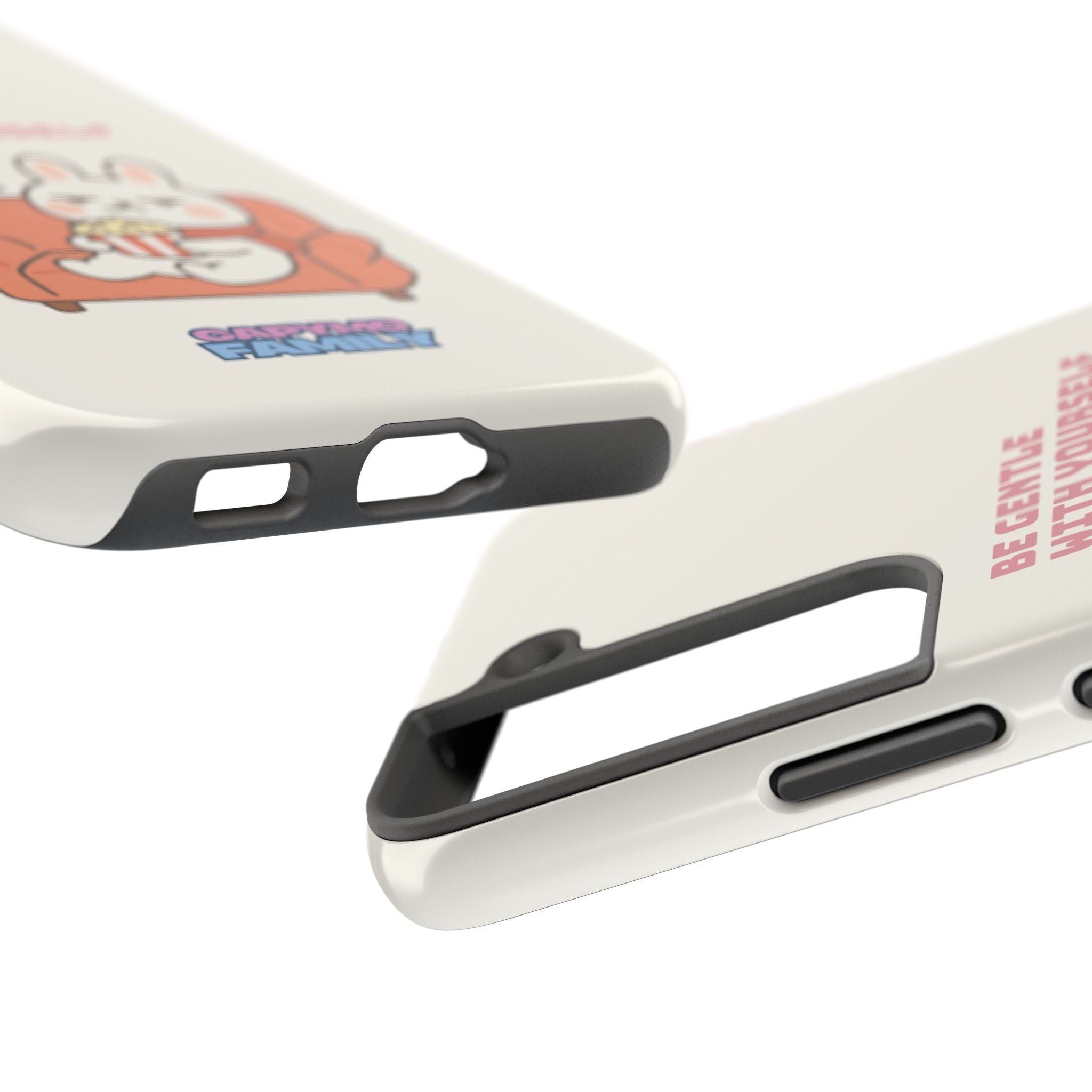 Capymo Family “Be Gentle With Yourself” Phone Case – Cozy Bunny Self-Care Quote Cover