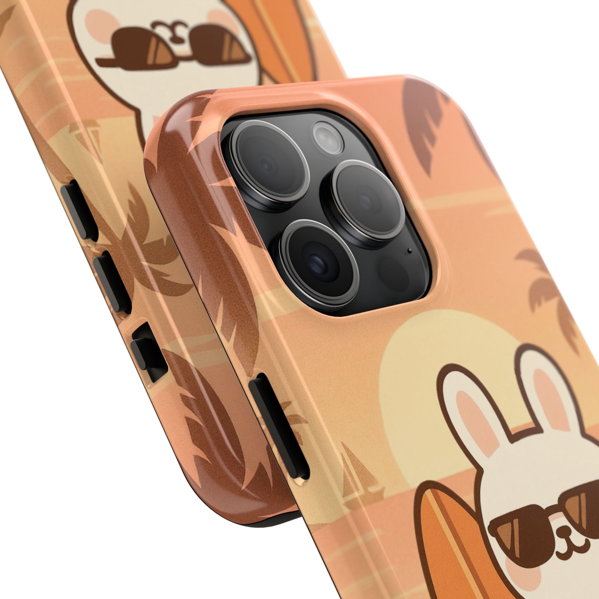 Capymo Family Sunset Surf Bunny Phone Case – Tropical Beach Skateboard Bunny "Toto" Phone Case