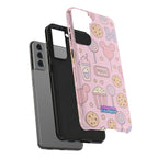 Capymo Family Kawaii Magic Snack Phone Case – Pastel Candy, Popcorn & Cookie Pattern Cover