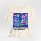 Capymo Family Starry Sky Night Vibrant Bunny Graphic Tee, Fun and Whimsical Short Sleeve Shirt, Perfect for Family Gatherings, Easter, or Everyday Wear