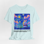 Capymo Family Starry Sky Night Vibrant Bunny Graphic Tee, Fun and Whimsical Short Sleeve Shirt, Perfect for Family Gatherings, Easter, or Everyday Wear