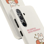 Capymo Family “Be Gentle With Yourself” Phone Case – Cozy Bunny Self-Care Quote Cover