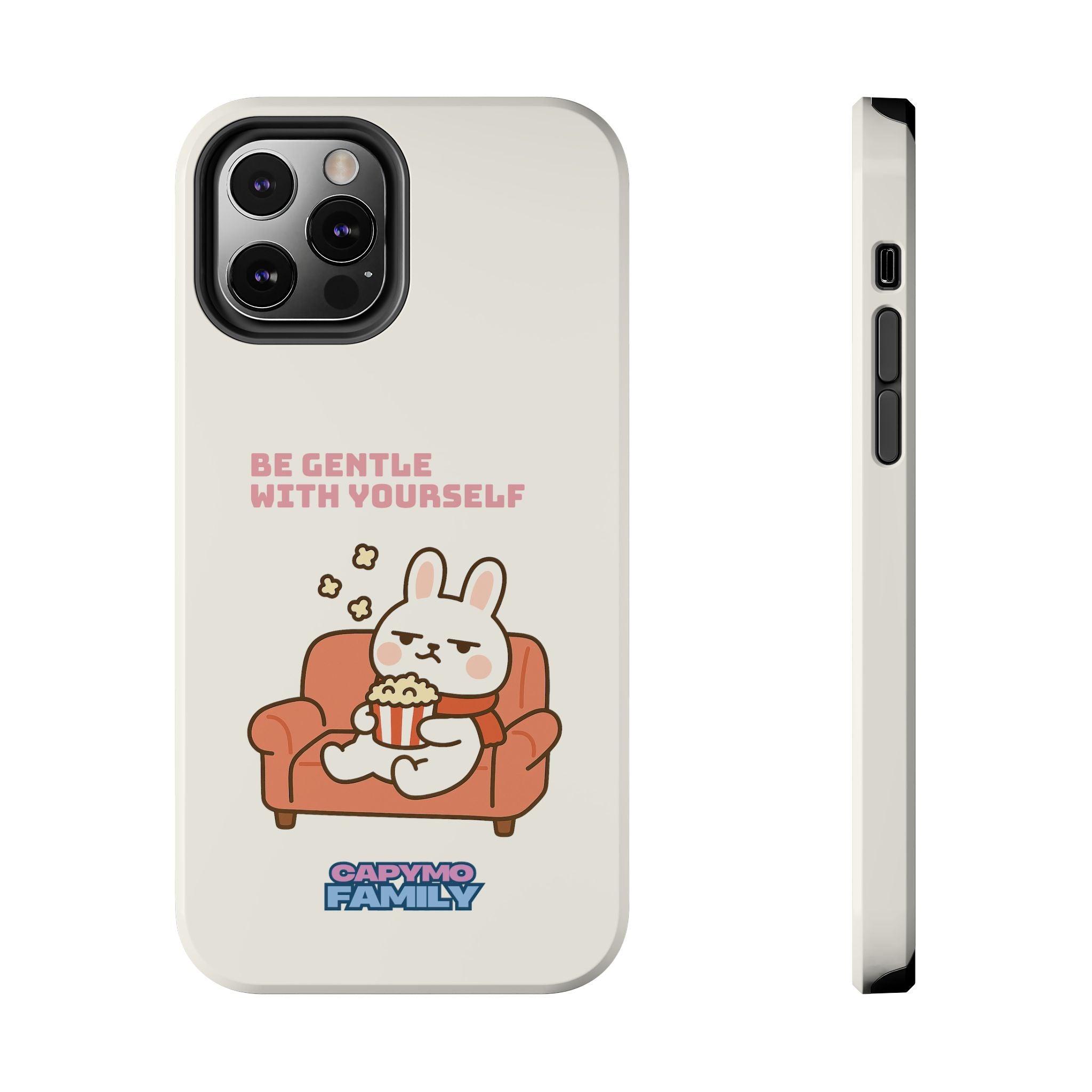 Capymo Family “Be Gentle With Yourself” Phone Case – Cozy Bunny Self-Care Quote Cover