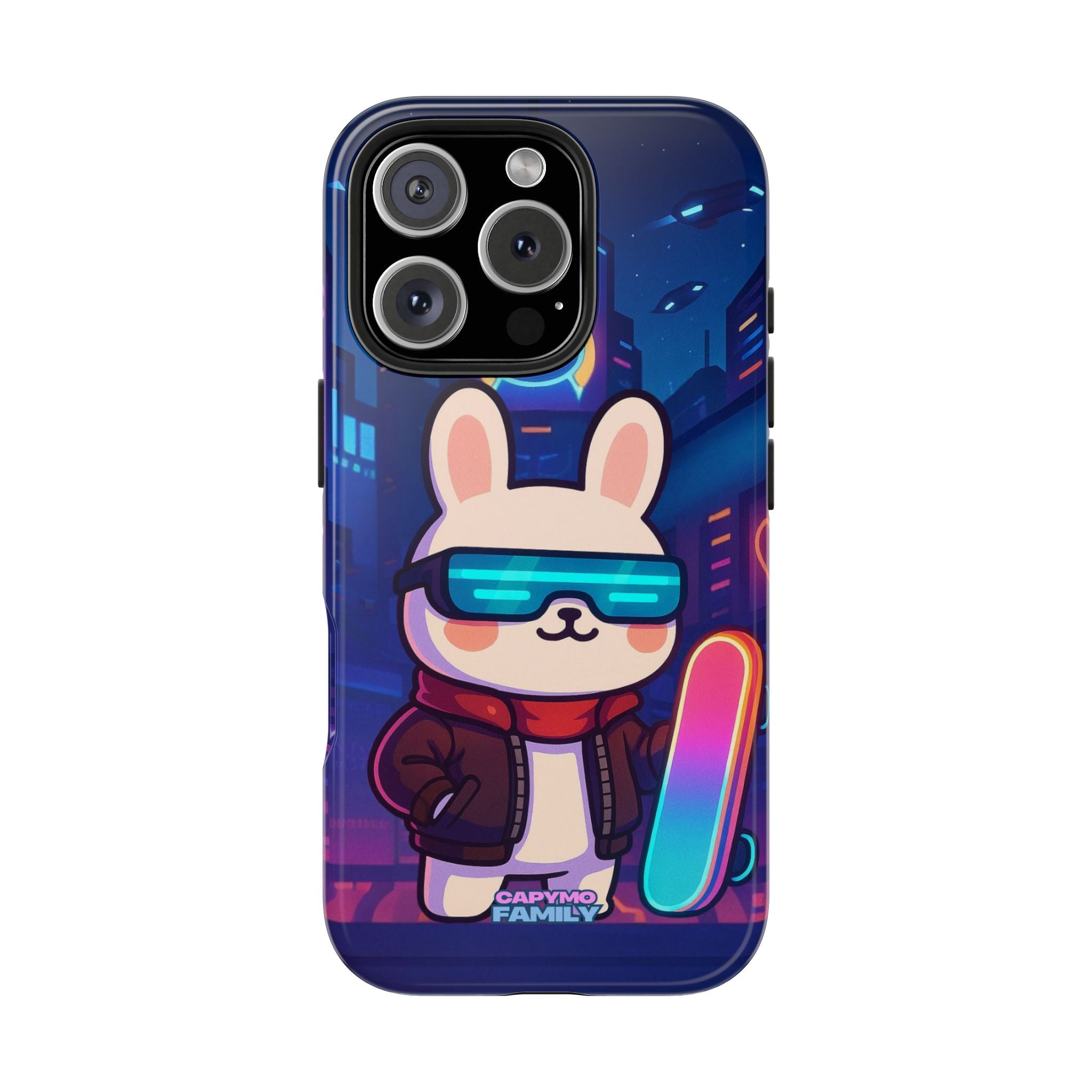 Capymo Family Cute Cartoon Bunny Tough Phone Case –Cyberpunk Bunny "Toto" Phone Case