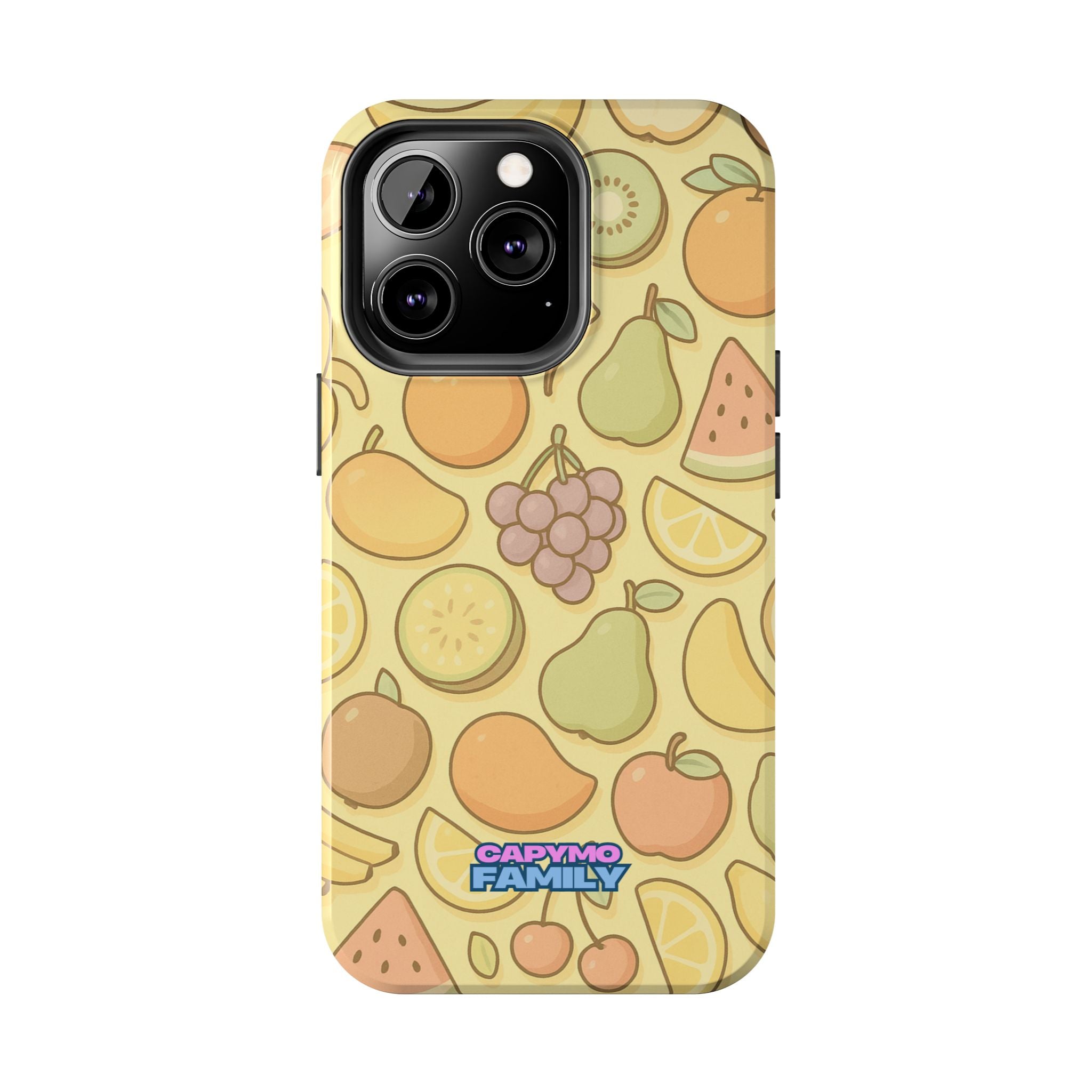 Capymo Family Kawaii Fruit Phone Case – Cute Aesthetic iPhone Cover with Citrus & Summer Vibes