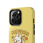 Capymo Family “Nap Goals” Phone Case – Cute Bunny Toto Sleeping on Alarm Clock Cover