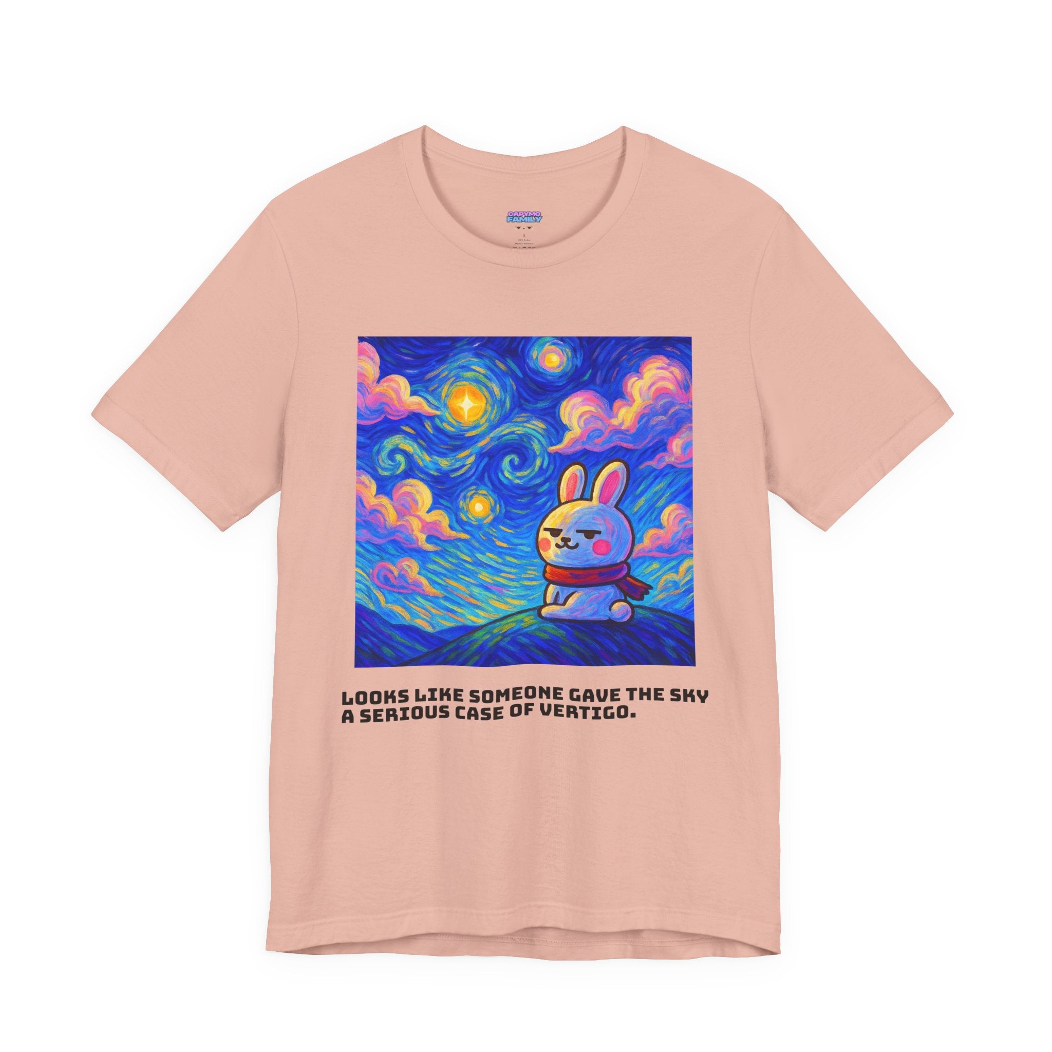 Capymo Family Starry Sky Night Vibrant Bunny Graphic Tee, Fun and Whimsical Short Sleeve Shirt, Perfect for Family Gatherings, Easter, or Everyday Wear