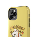 Capymo Family “Nap Goals” Phone Case – Cute Bunny Toto Sleeping on Alarm Clock Cover
