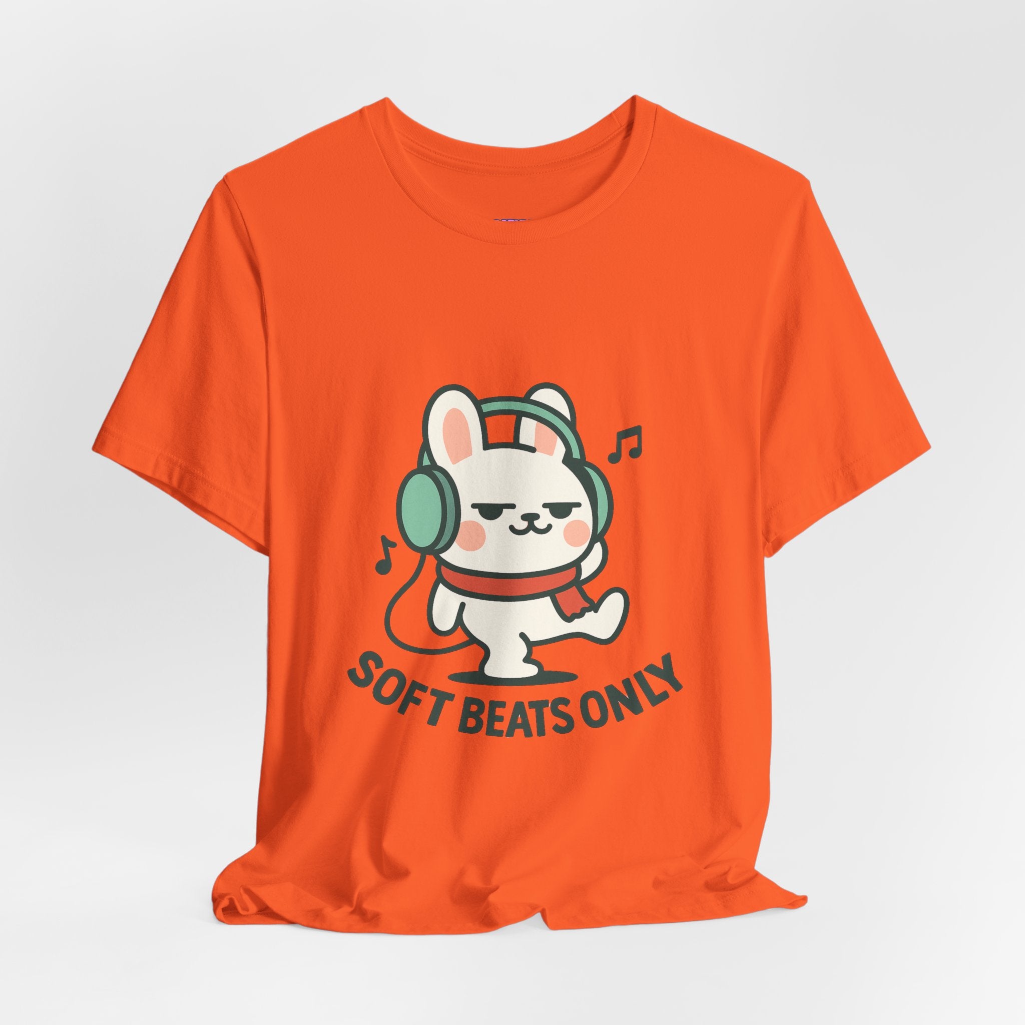 Capymo Family Cute Bunny Music Unisex Tee, Soft Beats Only, Gift for Music Lovers, Relaxed Fit T-Shirt, Animal Lover Apparel, Casual Wear