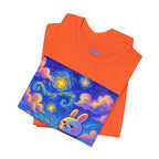 Capymo Family Starry Sky Night Vibrant Bunny Graphic Tee, Fun and Whimsical Short Sleeve Shirt, Perfect for Family Gatherings, Easter, or Everyday Wear