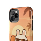 Capymo Family Sunset Surf Bunny Phone Case – Tropical Beach Skateboard Bunny "Toto" Phone Case