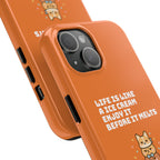 Capymo Family Ice Cream Cat Quote Phone Case – Cute Orange iPhone Cover with Motivational Saying